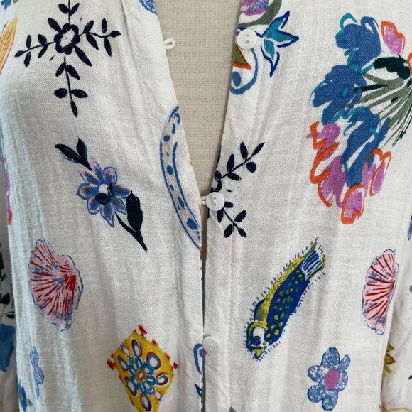 Label Of Love Womens Medium Button Up Floral Shirt Dress Linen Blend - Picture 13 of 13